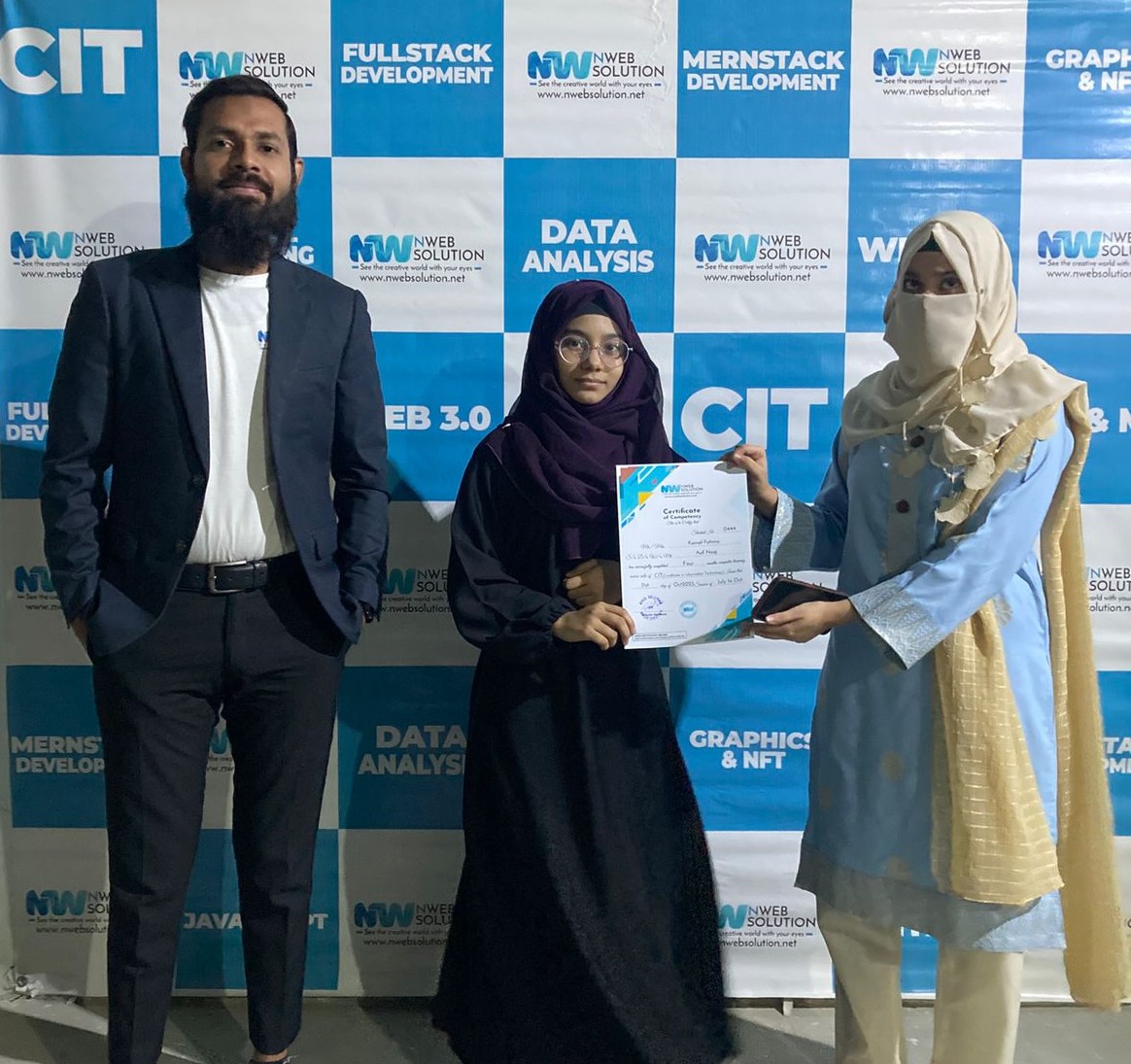 A proud certification ceremony led by Muhammad Bilal Shamshad, CEO of Nweb Solution, recognizing the dedication and achievements of students who successfully completed their professional training programs. At Nweb Solution, we believe in empowering learne